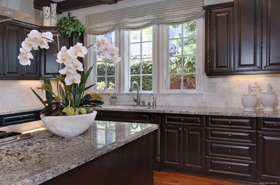 Интерьер кухни на рабочий стол цветами