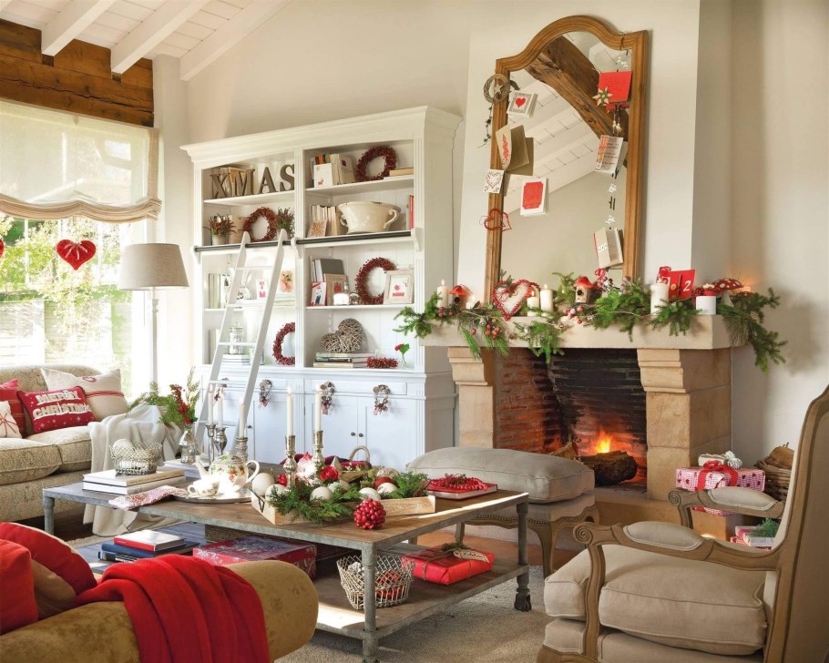 Гостиная в Рождественском стиле
