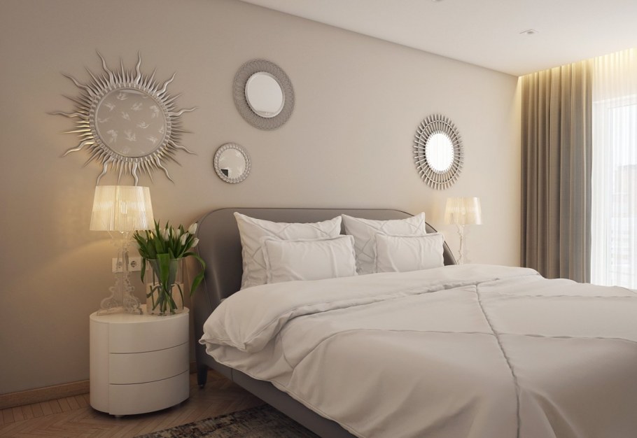 Интерьер спальни в спокойных тонах