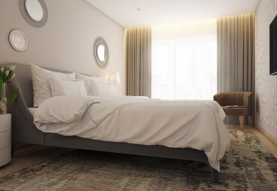 Интерьер спальни в спокойных тонах