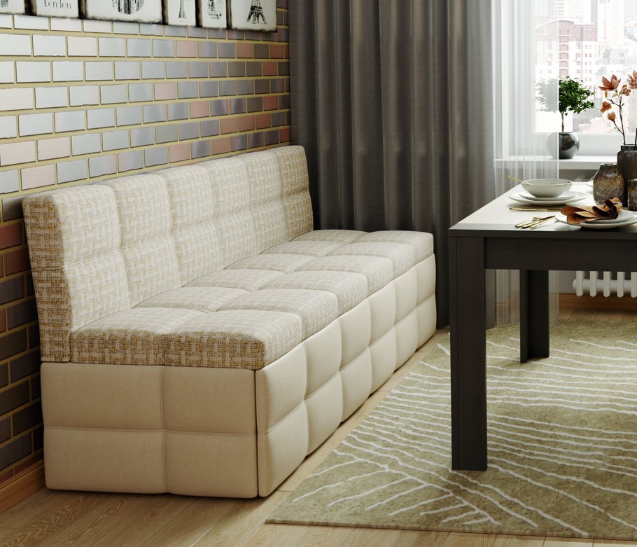 Диван трехместный Compo светло-серого цвета с приставным столиком