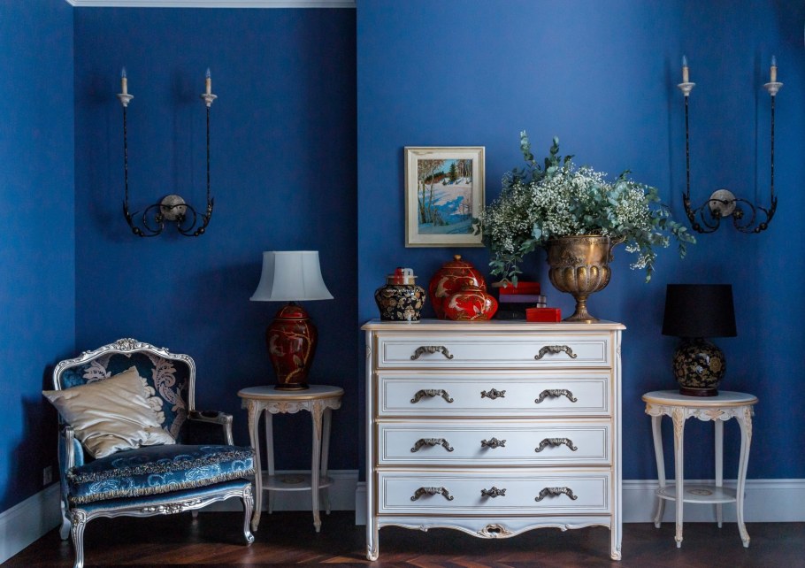 Мебель в стиле Прованс темно синего цвета