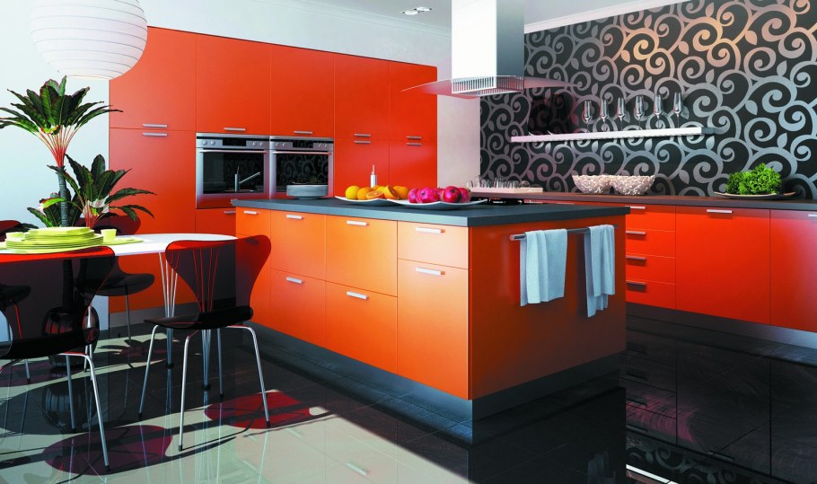 Красно желтая кухня