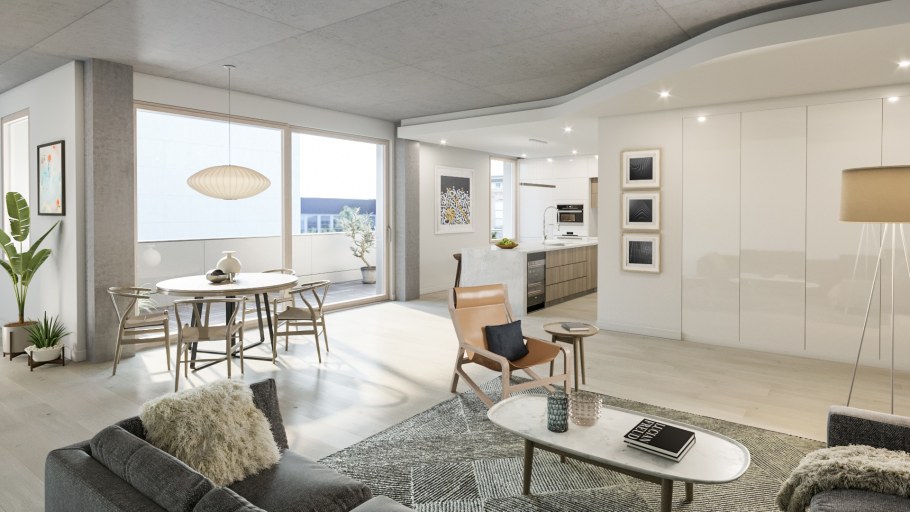 Корейские обои в интерьере кухни-гостинной