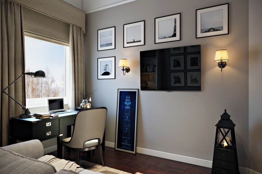 Кабинет в бежевых тонах