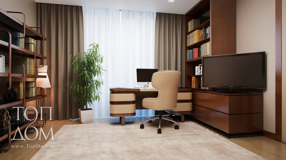 Кабинет в светло-коричневых тонах