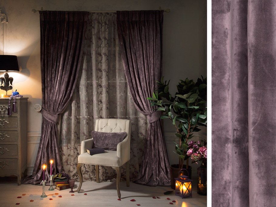 Велюровые шторы в интерьере