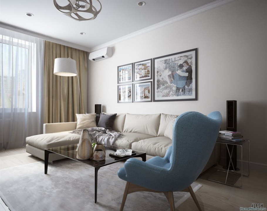 Гостиная в бежевых тонах