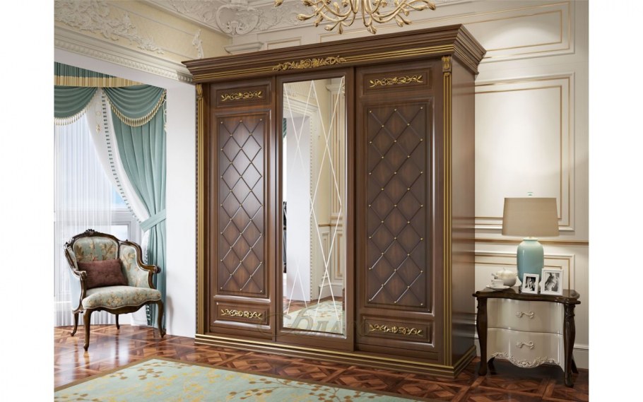 Шкаф купе классика шестидверные патина