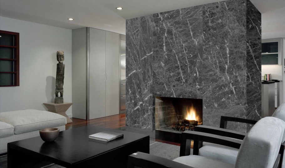 Камин мрамор современный