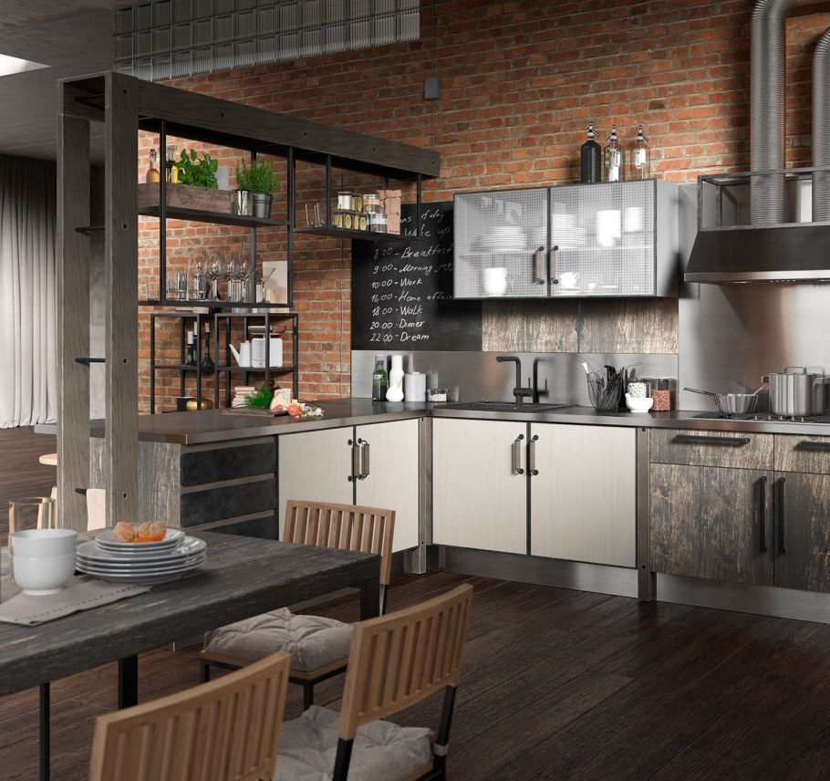 Кухня лофт из металла