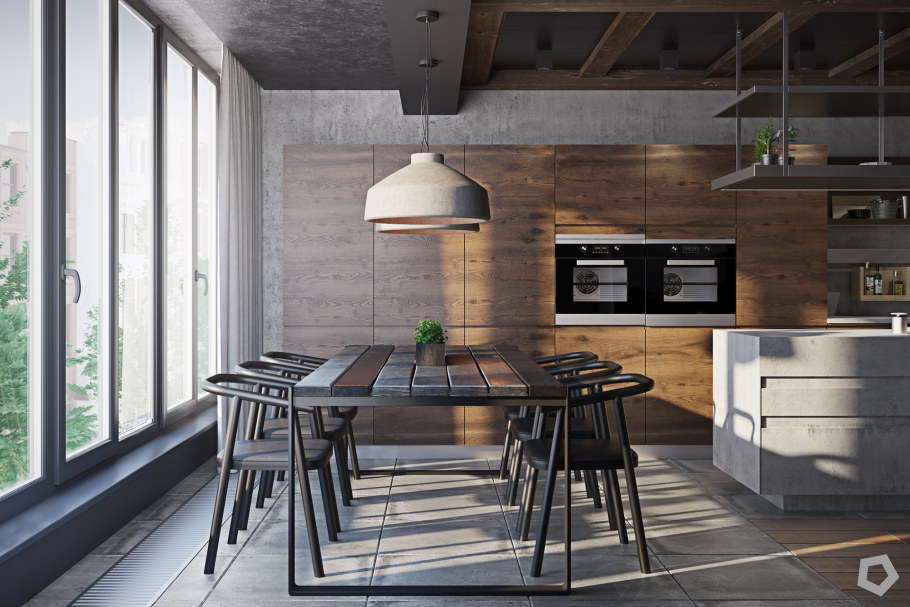 Кухня в стиле Индастриал Шик