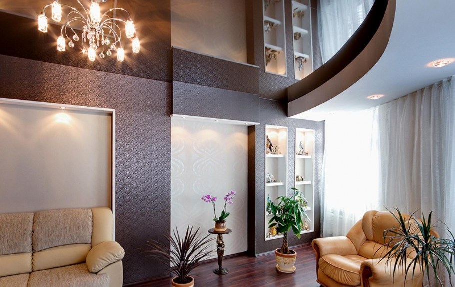 Шикарные натяжные потолки для гостиной