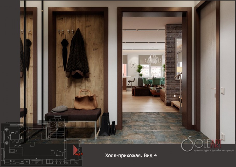 Интерьер коридора с лестницей