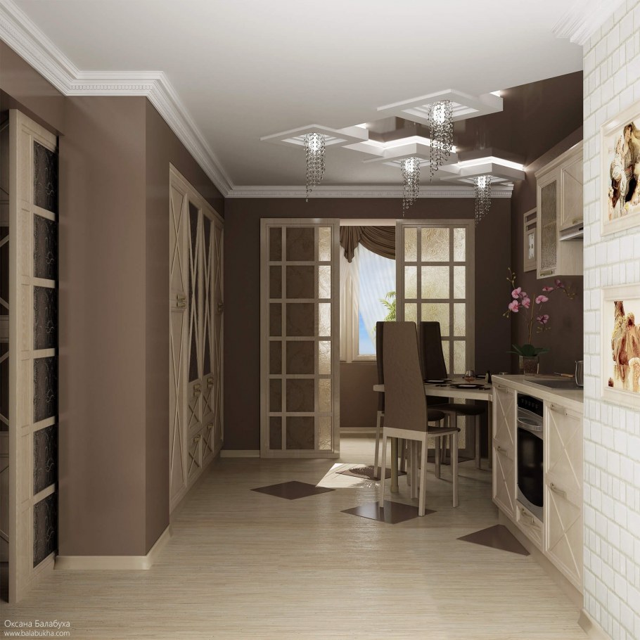 Прихожая кухня гостиная