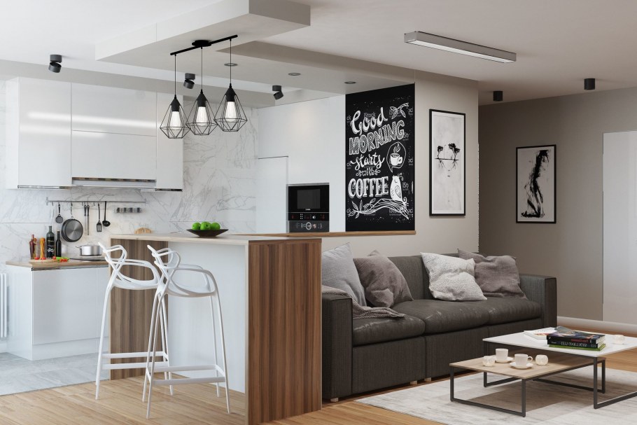 Кухня-гостиная Сканди лофт