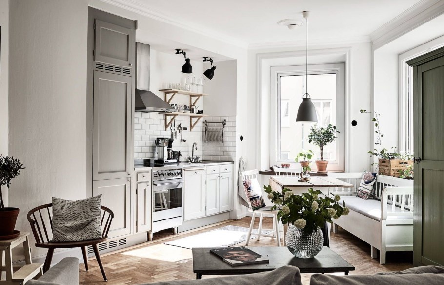 Кухня гостиная в скандинавском стиле
