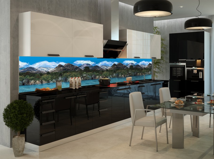 Фартук для кухни из пластика горы