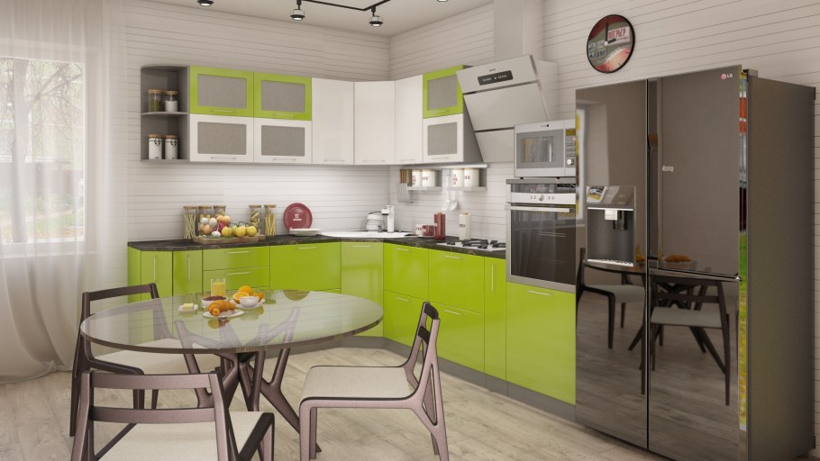 Кухня олива дуб сонома