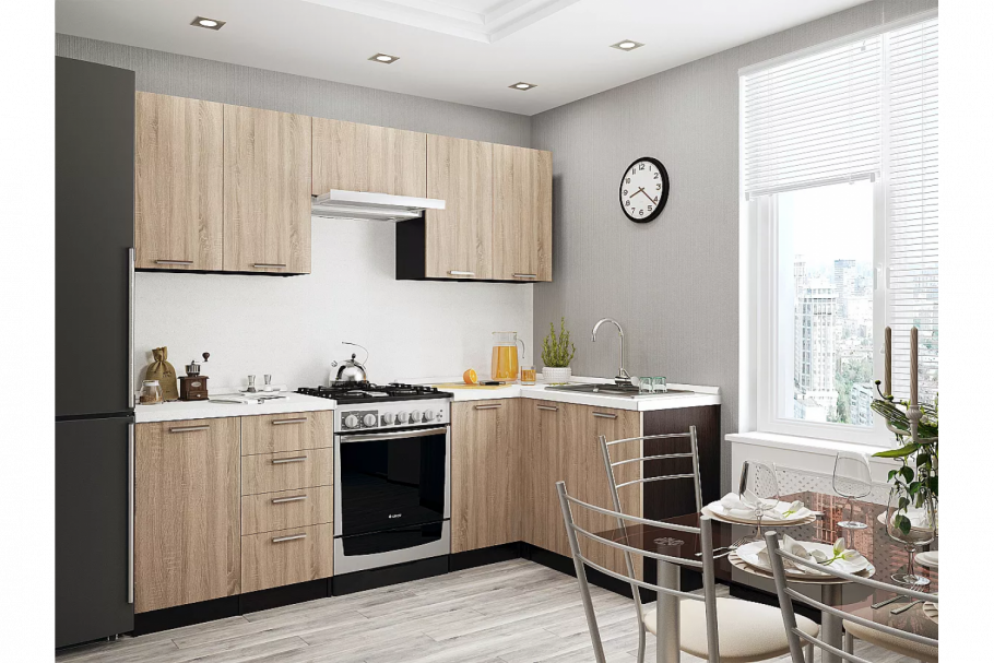 Кухня угловая Брауни-04 2.4х1.2 метра дуб сонома