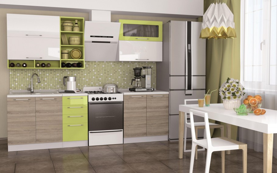 София микс кухня 2.0м белый/дуб сонома/лайм