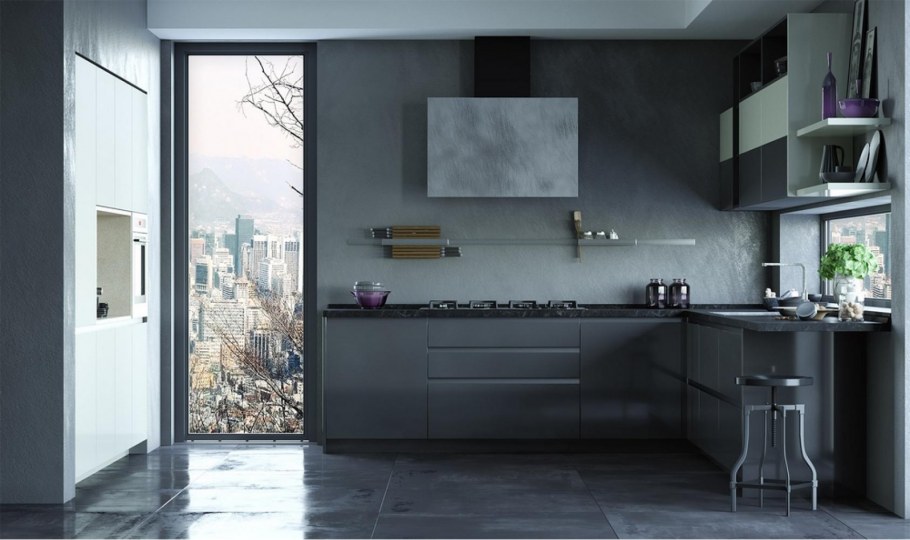 Кухня серая RAL 7024