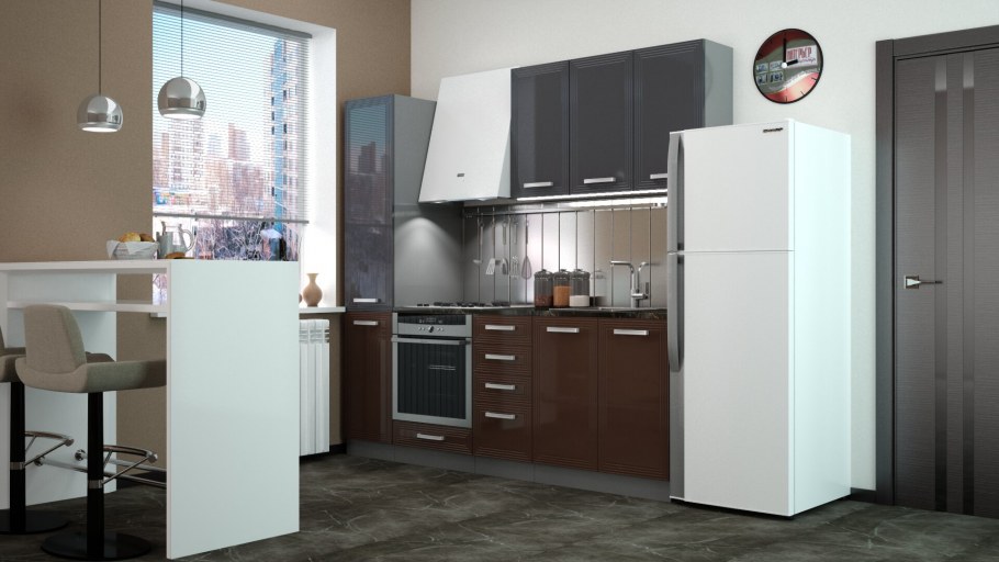 Кухня София глянец шоколад 2.1