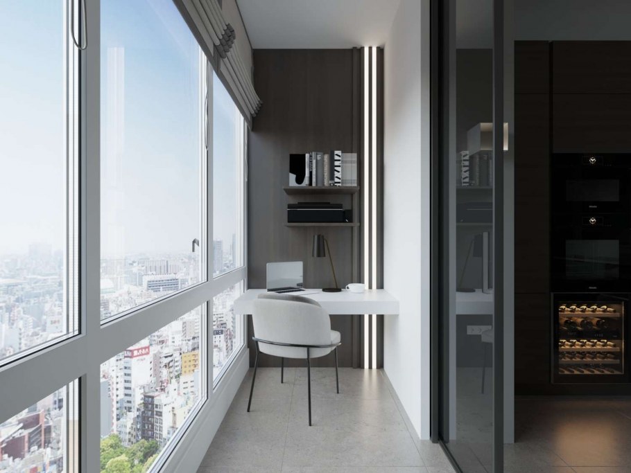 Кабинет на балконе в скандинавском стиле