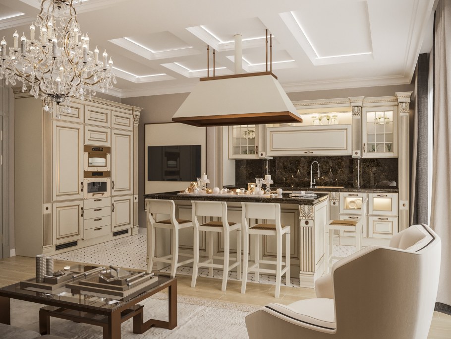 Кухня Неоклассика слоновая кость