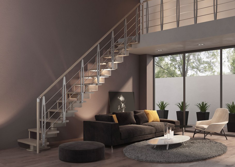 Лестница белая с коричневым