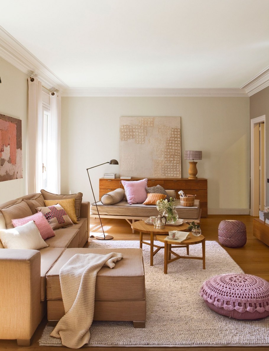 Кремовые стены в гостиной