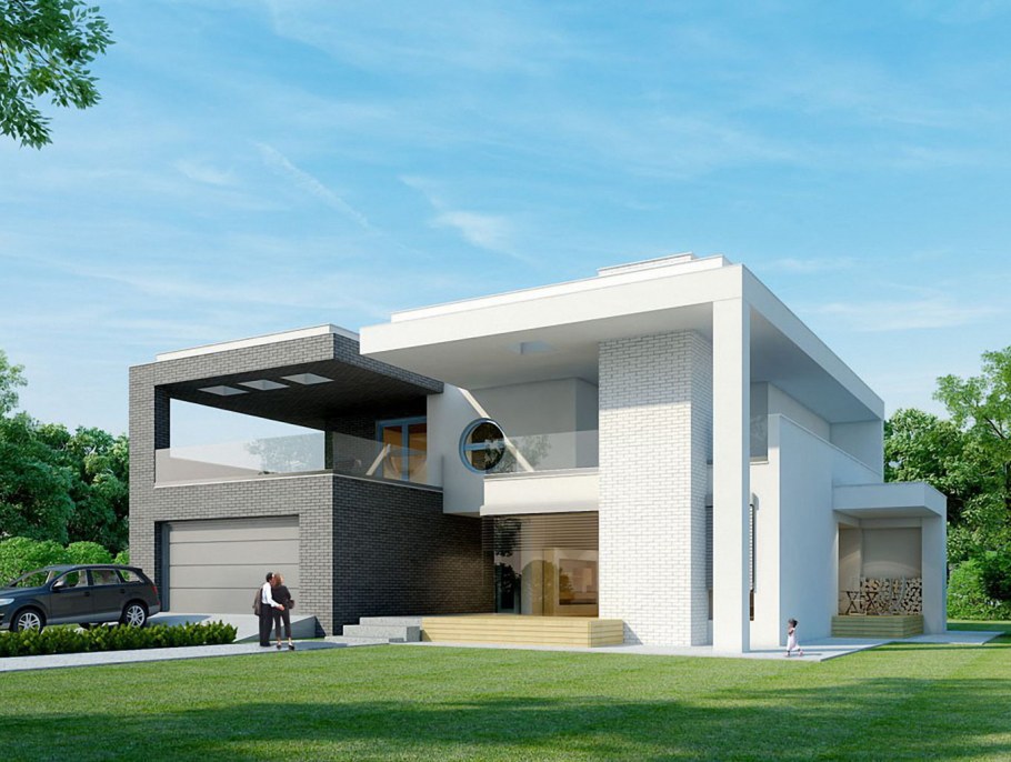 Дом с гаражом в стиле Минимализм