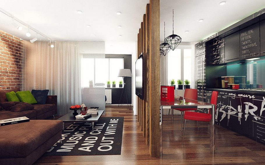 Молодежный интерьер однокомнатной квартиры