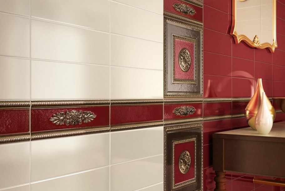 Плитка Елена бордовая Березакерамика