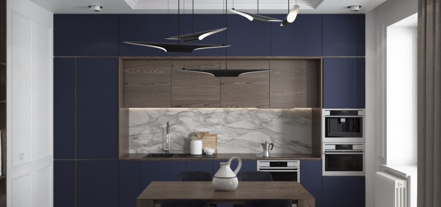 Кухня стиль хайтек прямая