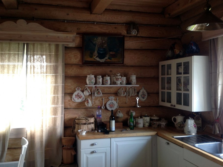 Планировка кухни 9 метров в доме из бруса в стиле Прованс