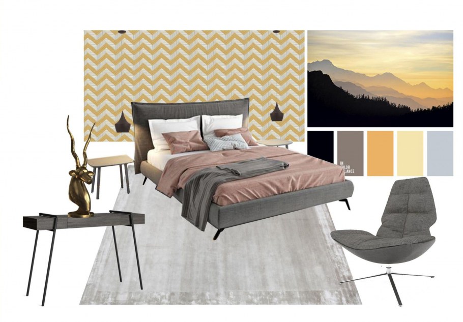 Интерьерный коллаж спальня