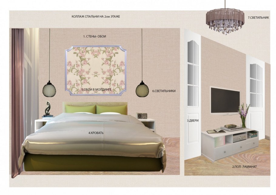 Коллаж интерьера спальни