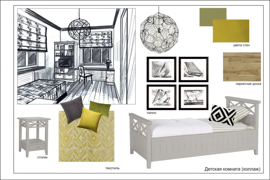 Коллаж интерьера спальни