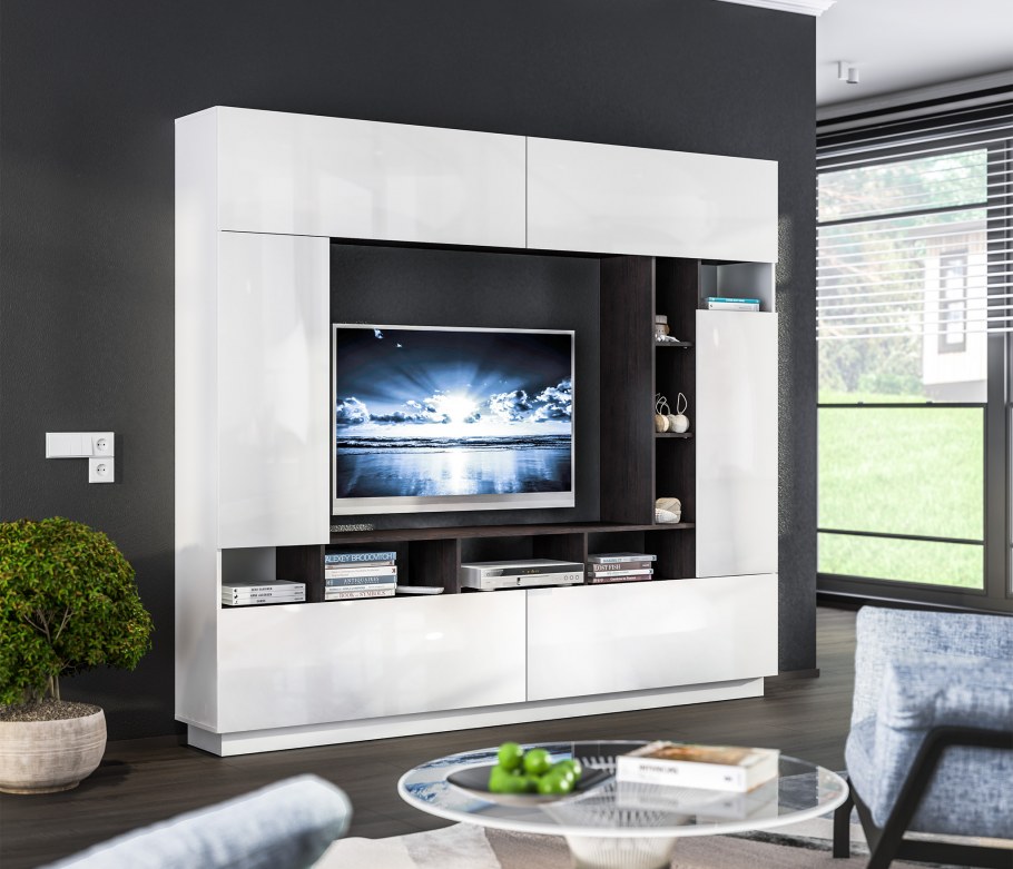 Стенка Нео Купертино белый глянец