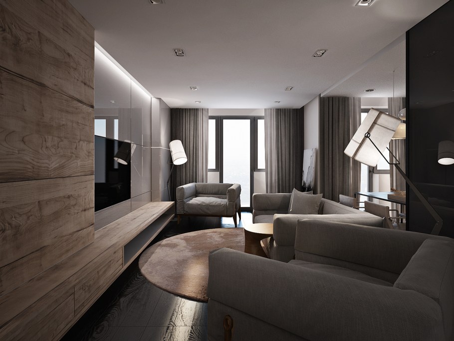 Белая кухня гостиная