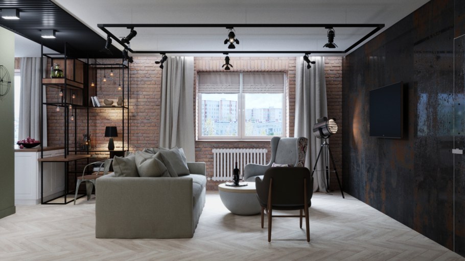 Интерьер в стиле Техно в маленькой квартире