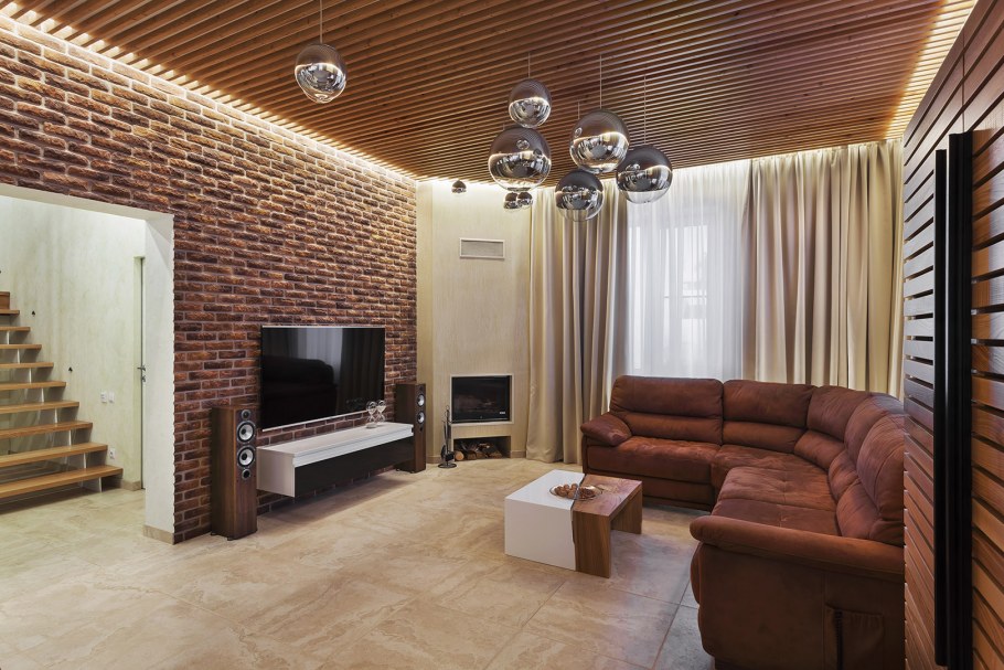 Интерьер гостиной в Техно стиле