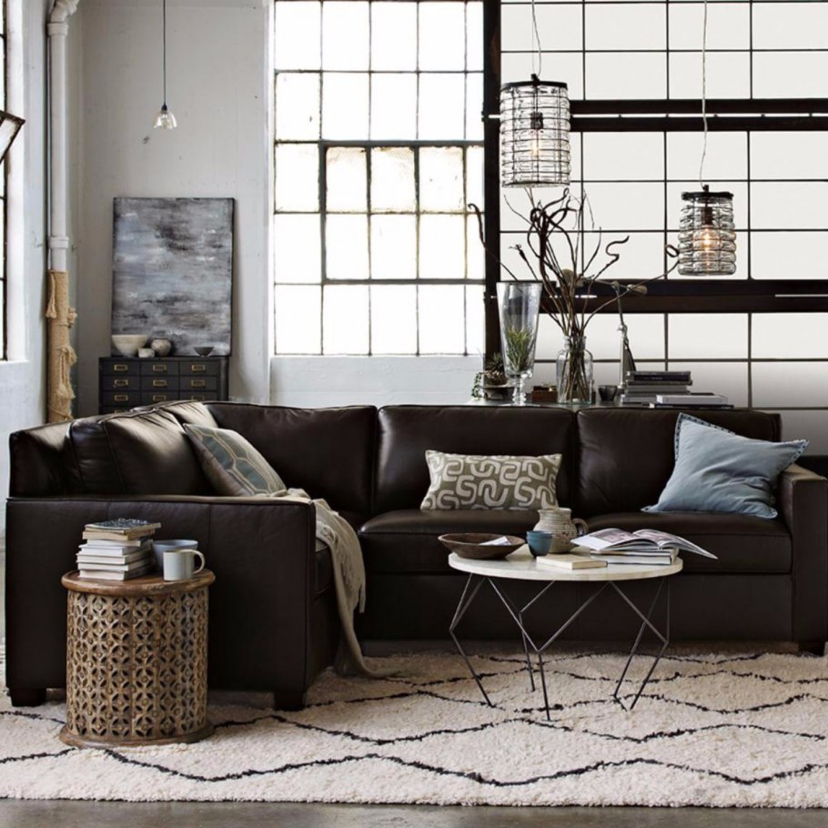 Темно коричневый диван лофт