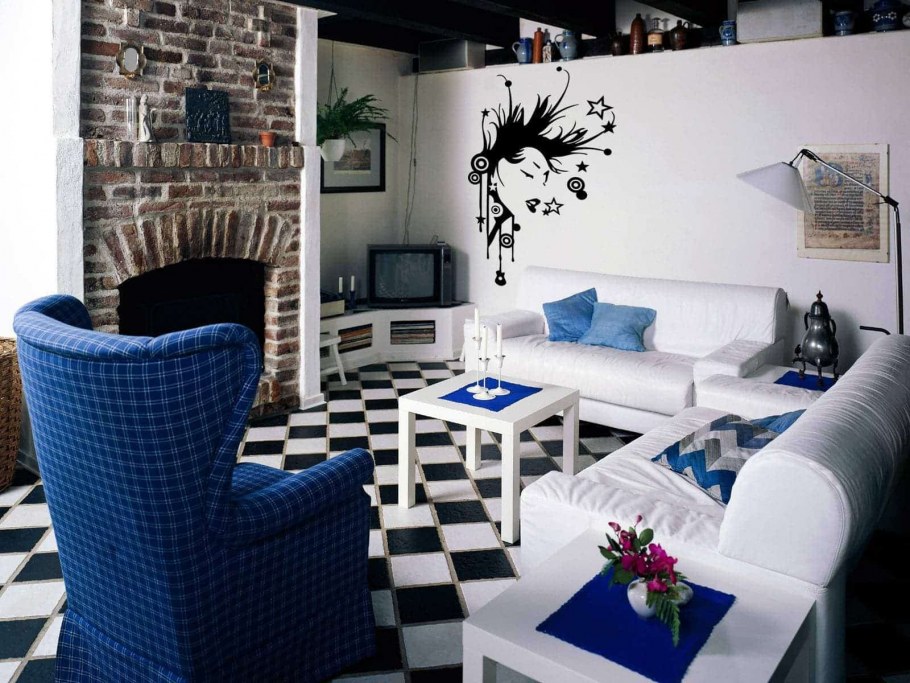 Синяя мебель в интерьере