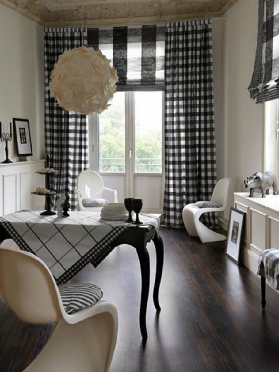 Клетчатые шторы в интерьере