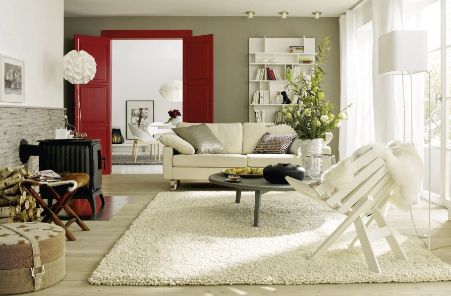Ковровое покрытие в интерьере гостиной