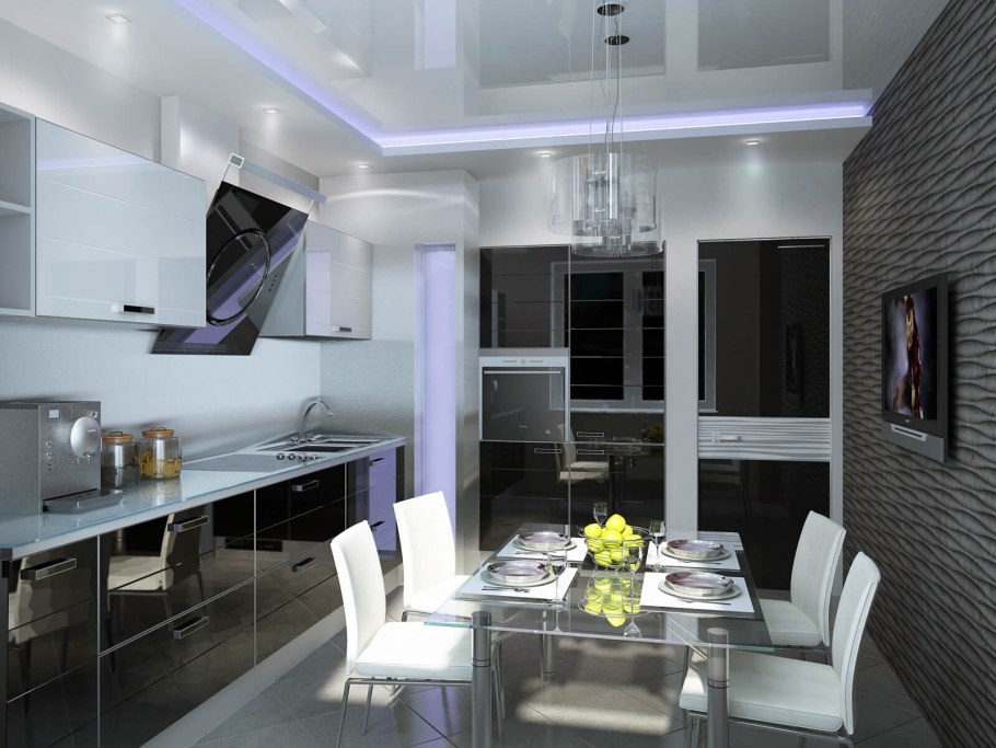 Кухни 9кв м стиль хайтек