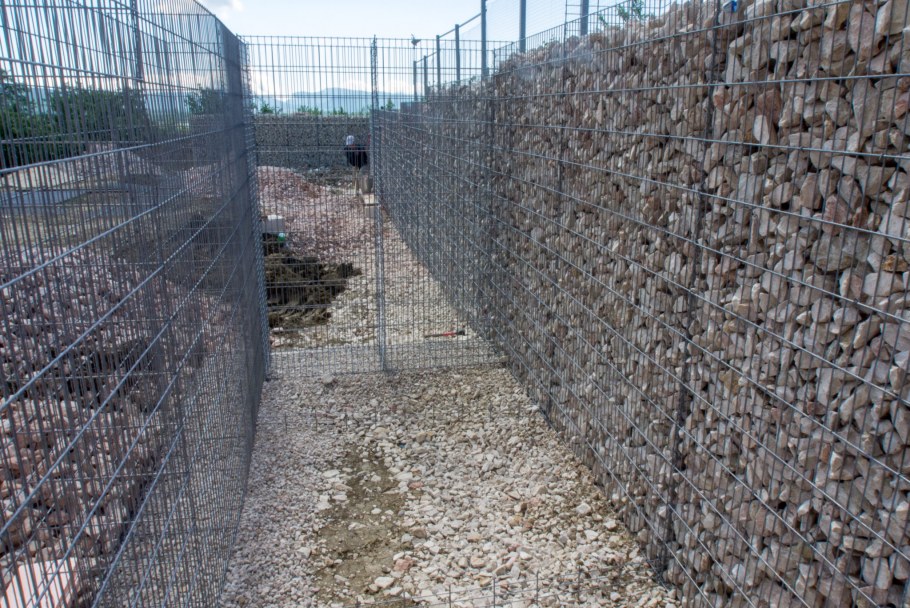 Подпорка из габионов разрез