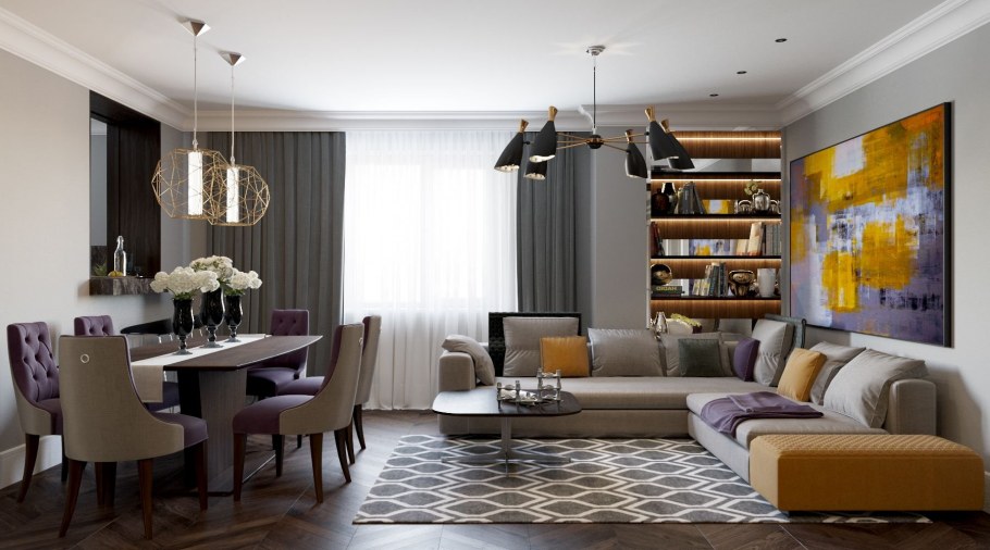 Контемпорари интерьер гостиная